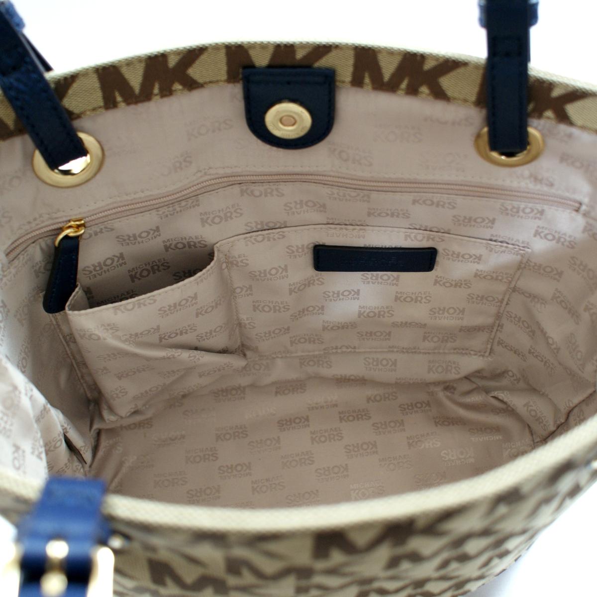 Michael Kors MK Signature Jacquard Medium Tote Bag Navy