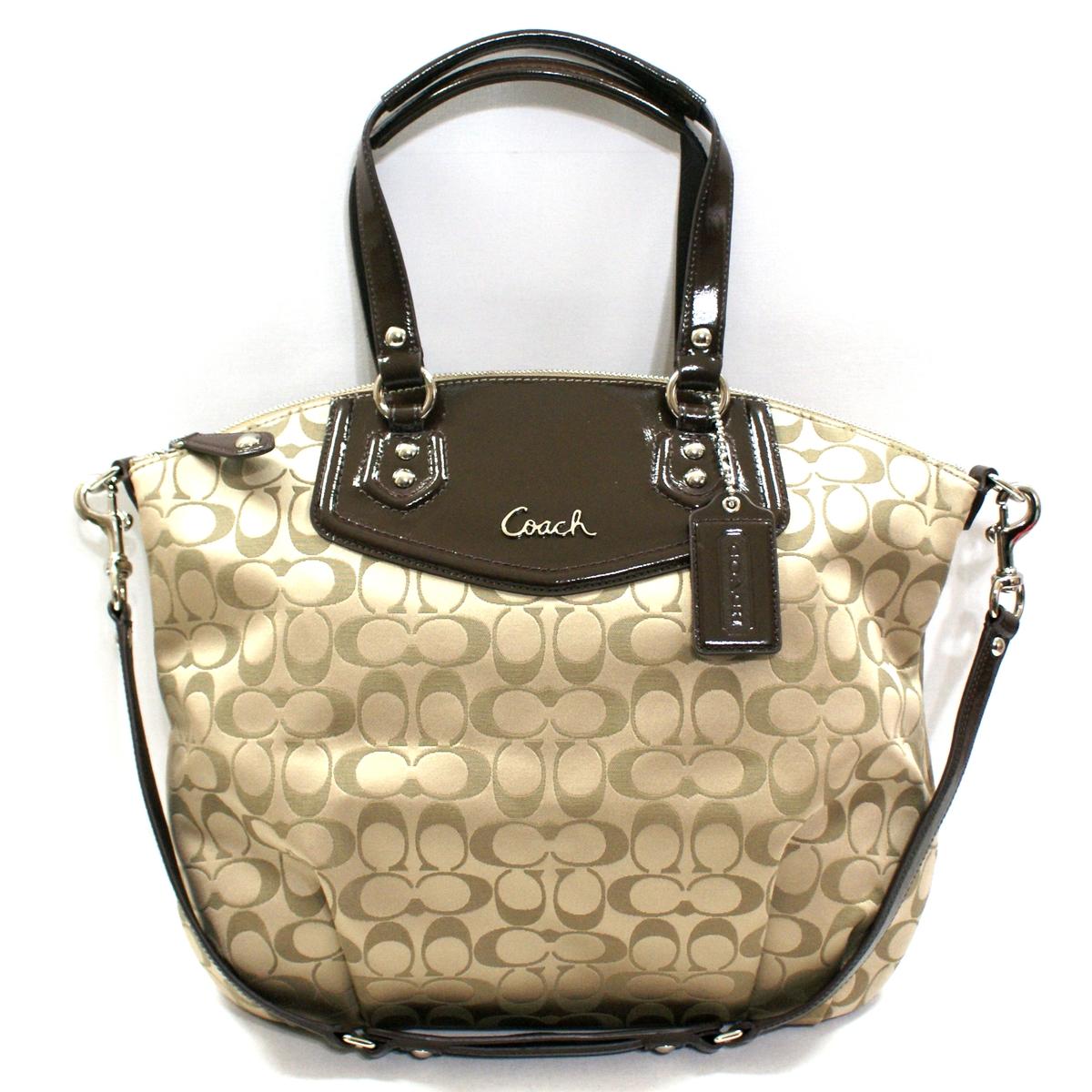 Coach Ashley Signature Satchel/ Shoulder Bag Khaki 25185 Coach 25185
