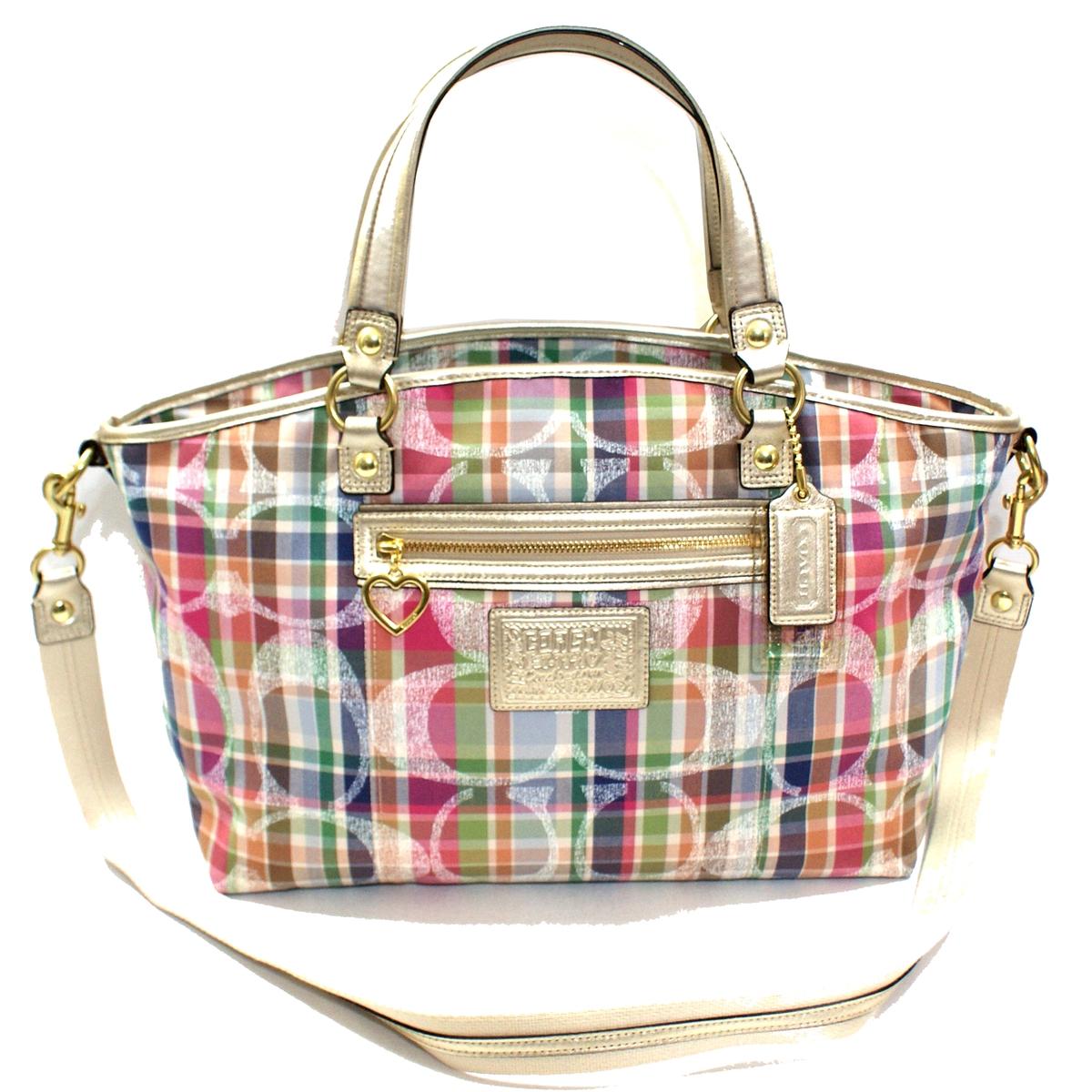 Coach Daisy Madras Large Satchel/ Shoulder Bag Multi-Color #23389 | Coach 23389