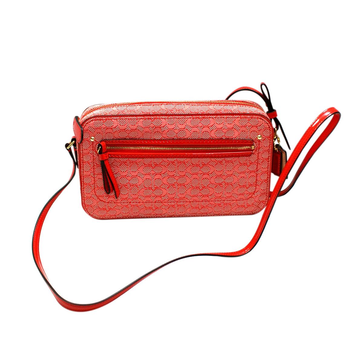 Coach Poppy Signature Oxford Flight Bag/ Swing Bag Tomato #25043