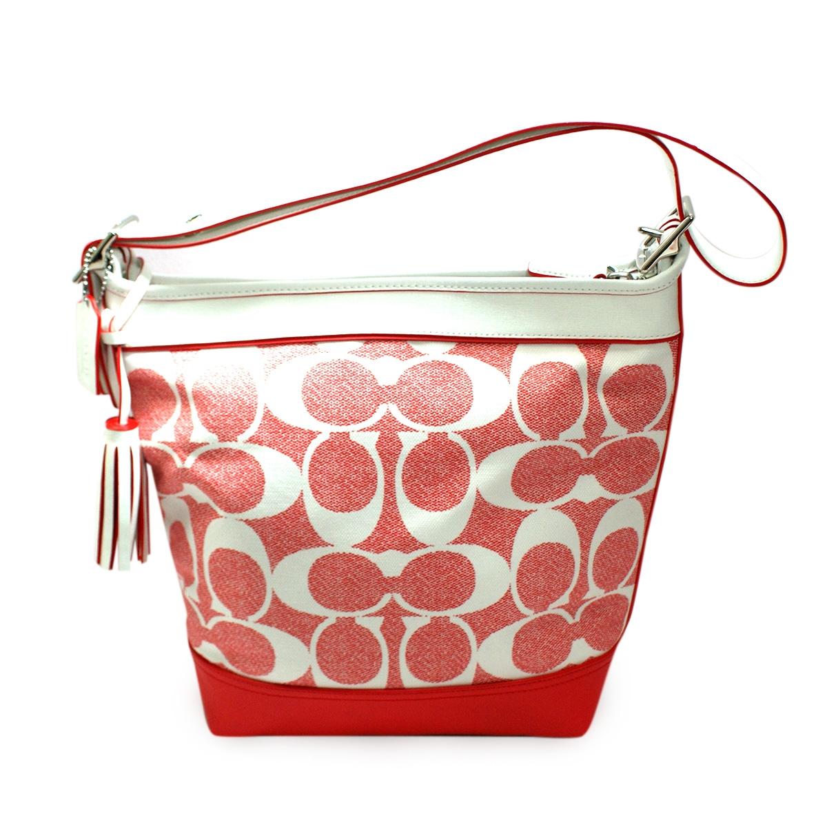 COACH ショルダーバッグ Coach Legacy Canvas Signature Duffle Bag Bright Coral #23407
