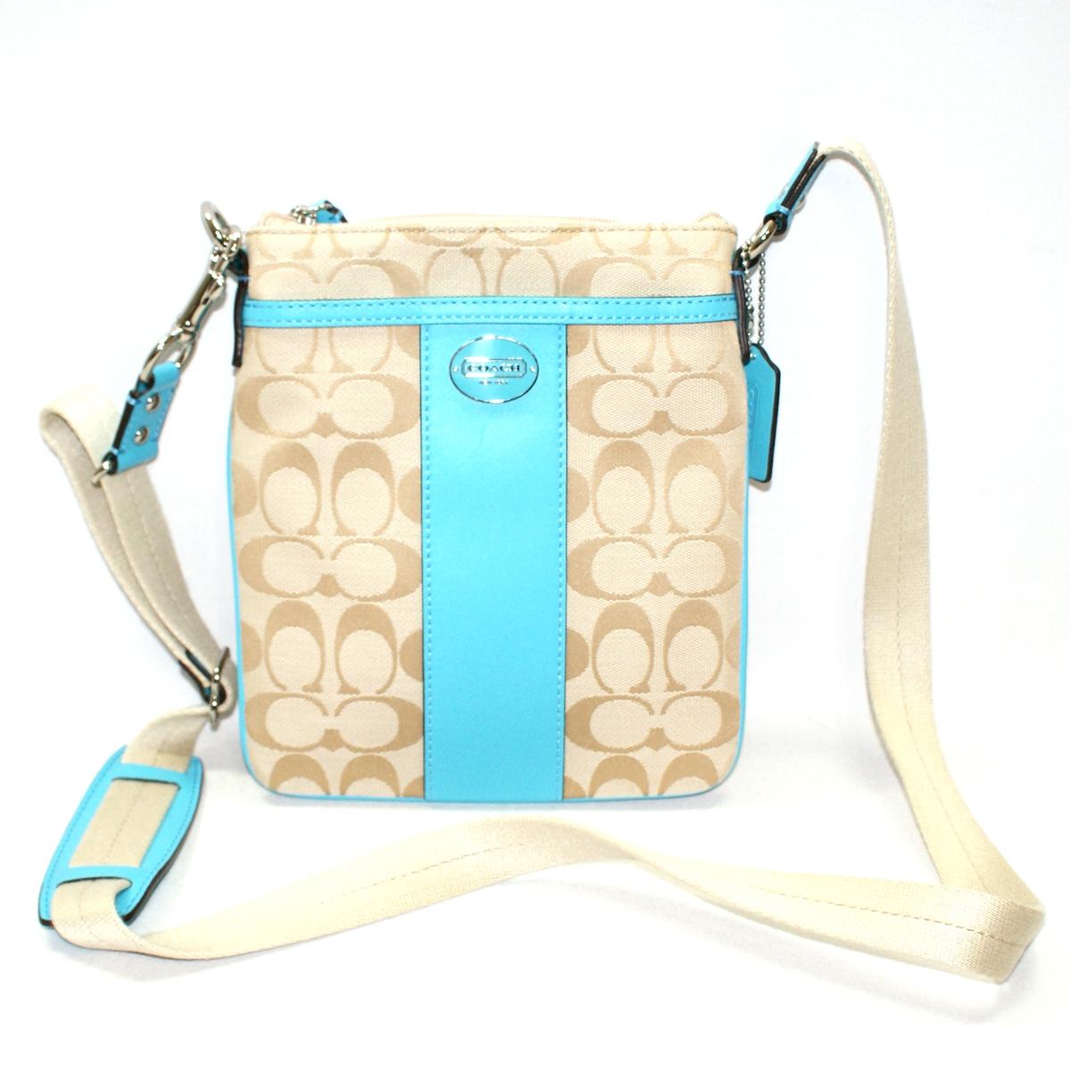 Coach Legacy Signature Swingpack/ Crossbody Bag Light khaki/ Blue #48452 | Coach 48452