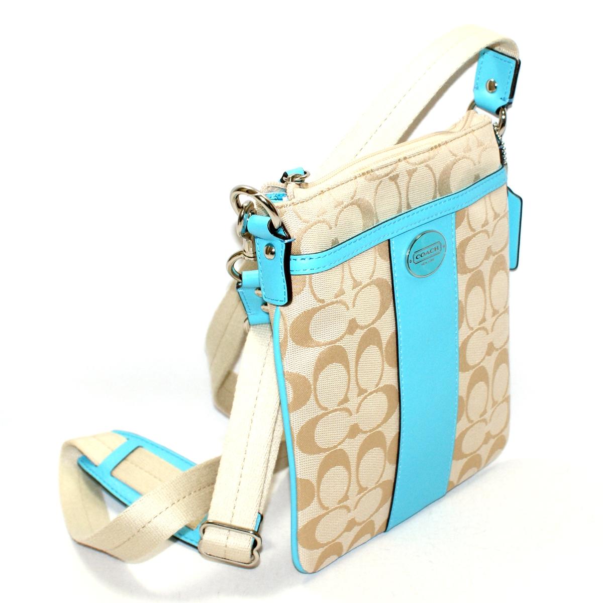 Home Coach Legacy Signature Swingpack Crossbody Bag Light khaki Blue Home Coach Legacy Signature Swingpack Crossbody Bag Light khaki Blue