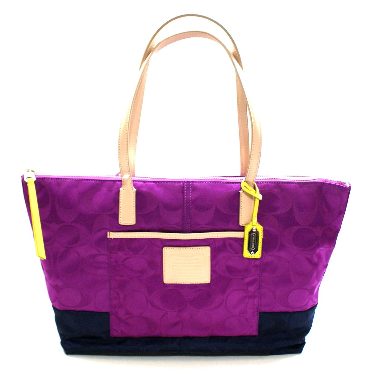 Coach Signature Nylon East/West Zip Tote Violet 24865 Coach 24865
