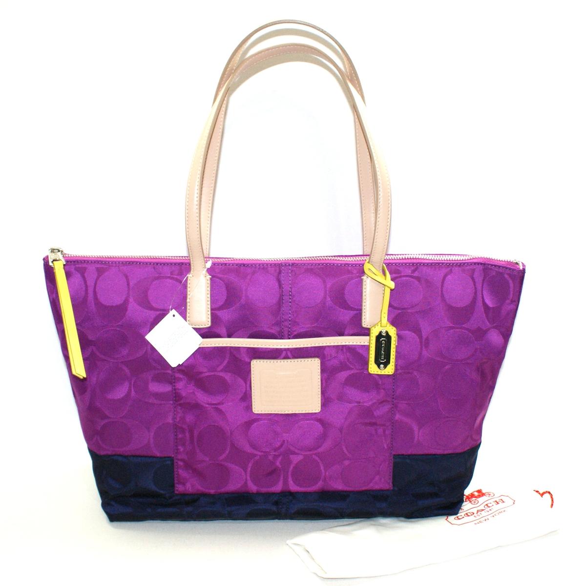 Coach Signature Nylon East/West Zip Tote Violet #24865 | Coach 24865