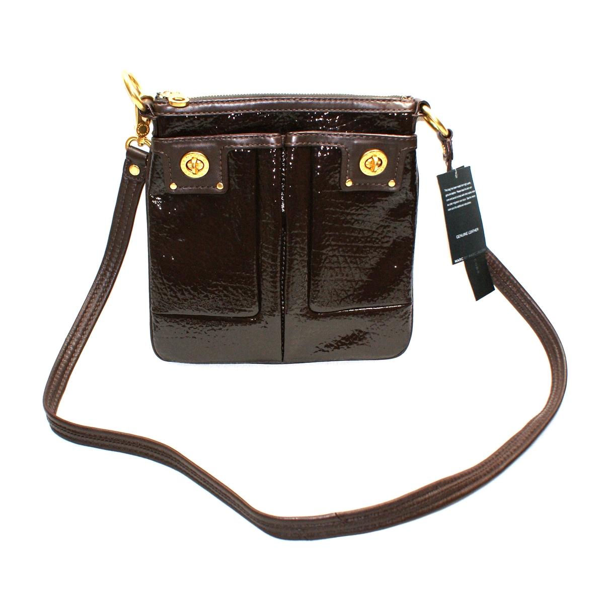Marc By Marc Jacobs Turnlock Espresso Patent Leather Swing/ Cross Body