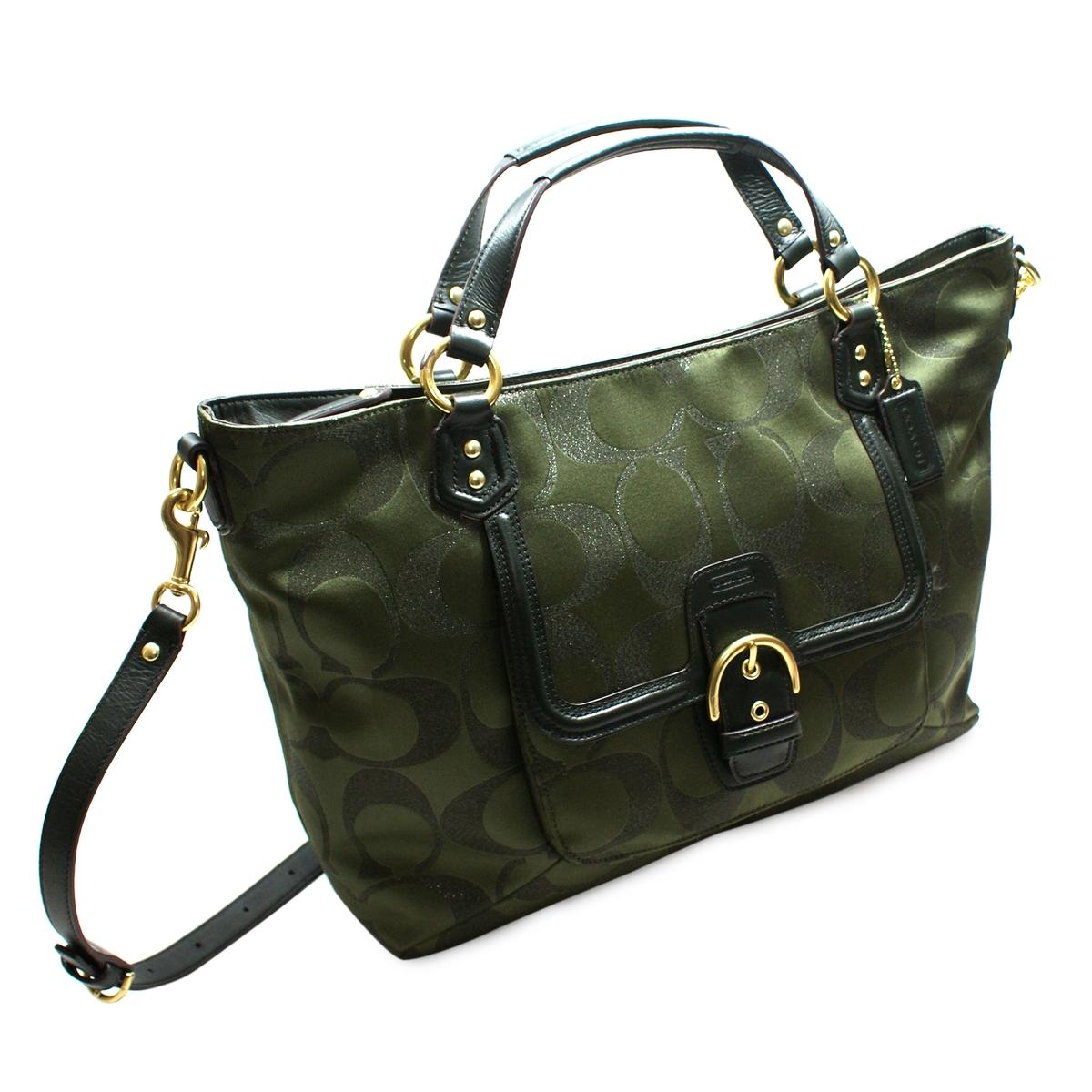 Coach Campbell Signature Izzy Fashion Bag/ Satchel/ Crossbody Bag Green #25290 | Coach 25290