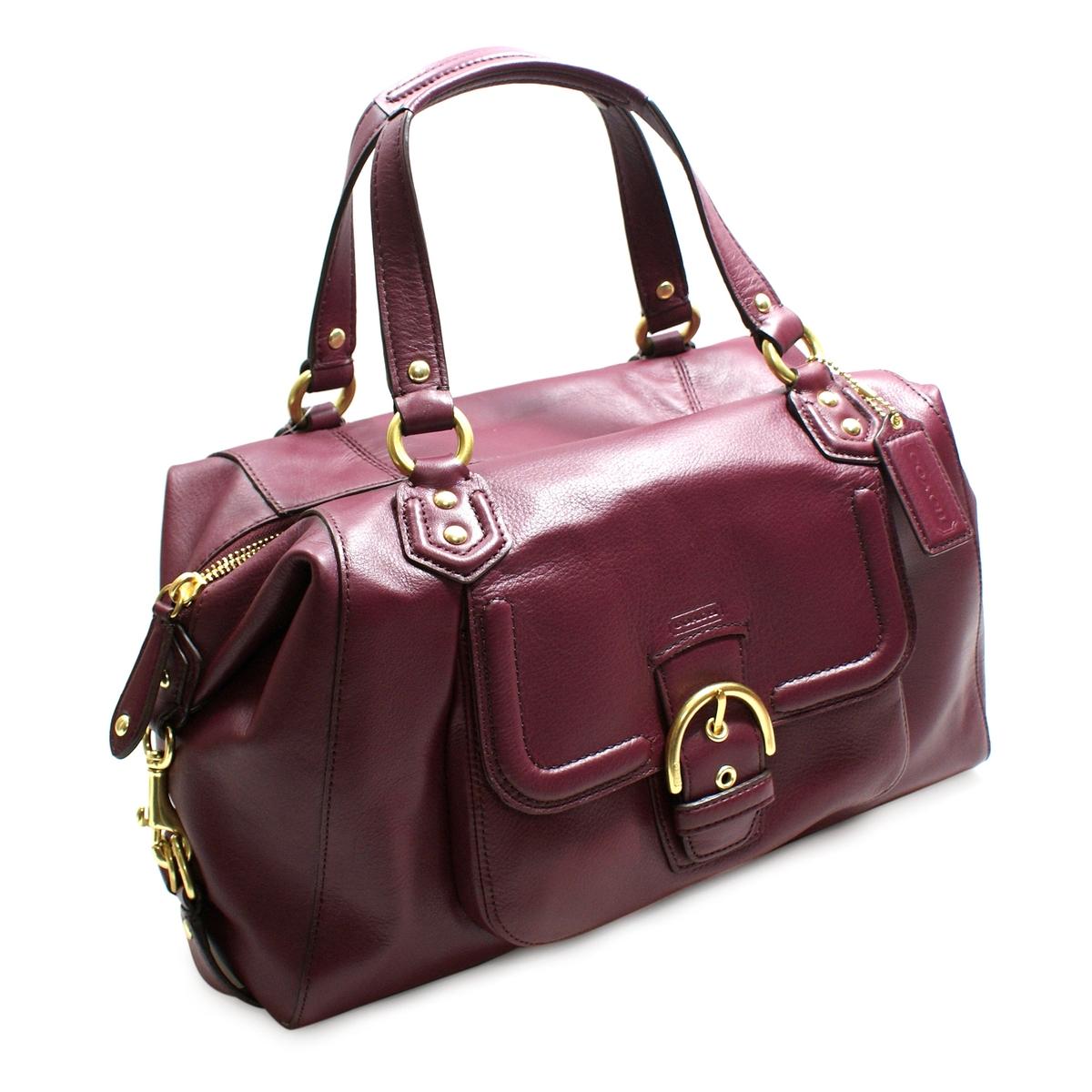 Coach Campbell Leather Large Satchel/ Shoulder Bag Bordeaux #25151 | Coach 25151