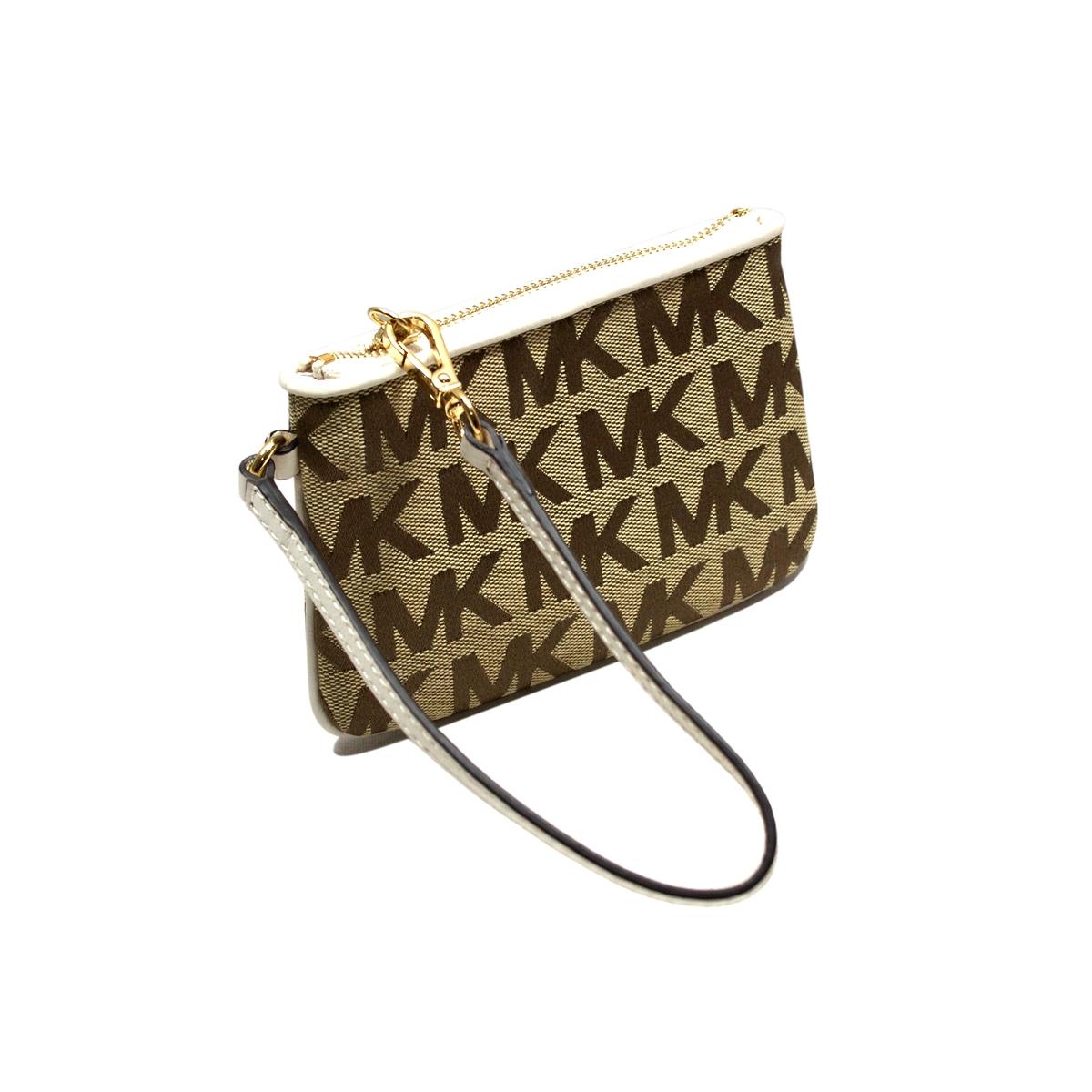 Michael Kors Small MK Signature Jacquard Wristlet Vanilla #38S3XJSW1J | Michael Kors 38S3XJSW1J