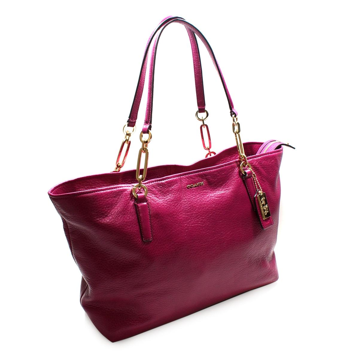Coach Madison Leather East/ West Tote Bag Cranberry #26769 | Coach