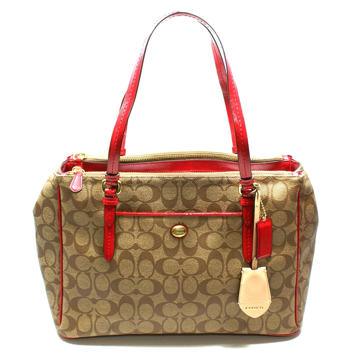 Red Coach Purse
 Coach Peyton Signature Double Carryall Shoulder Bag Red