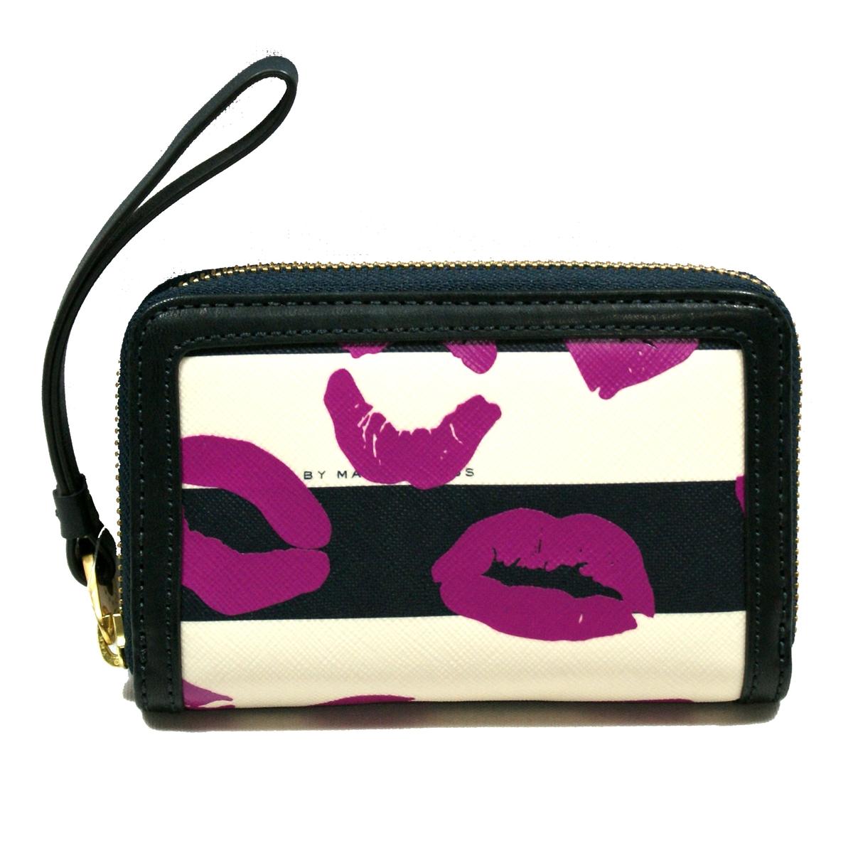 Marc By Marc Jacobs General Navy Black Multi Small Zip Around Wallet