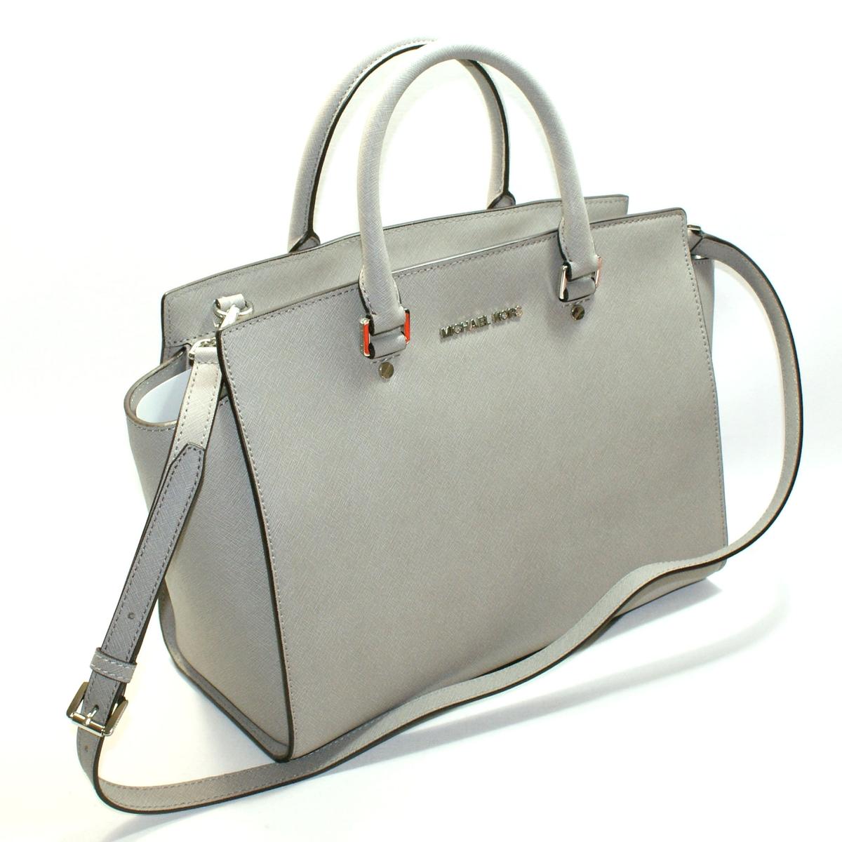 Michael Kors Selma Genuine Leather Large Satchel/ Shoulder Bag Pearl