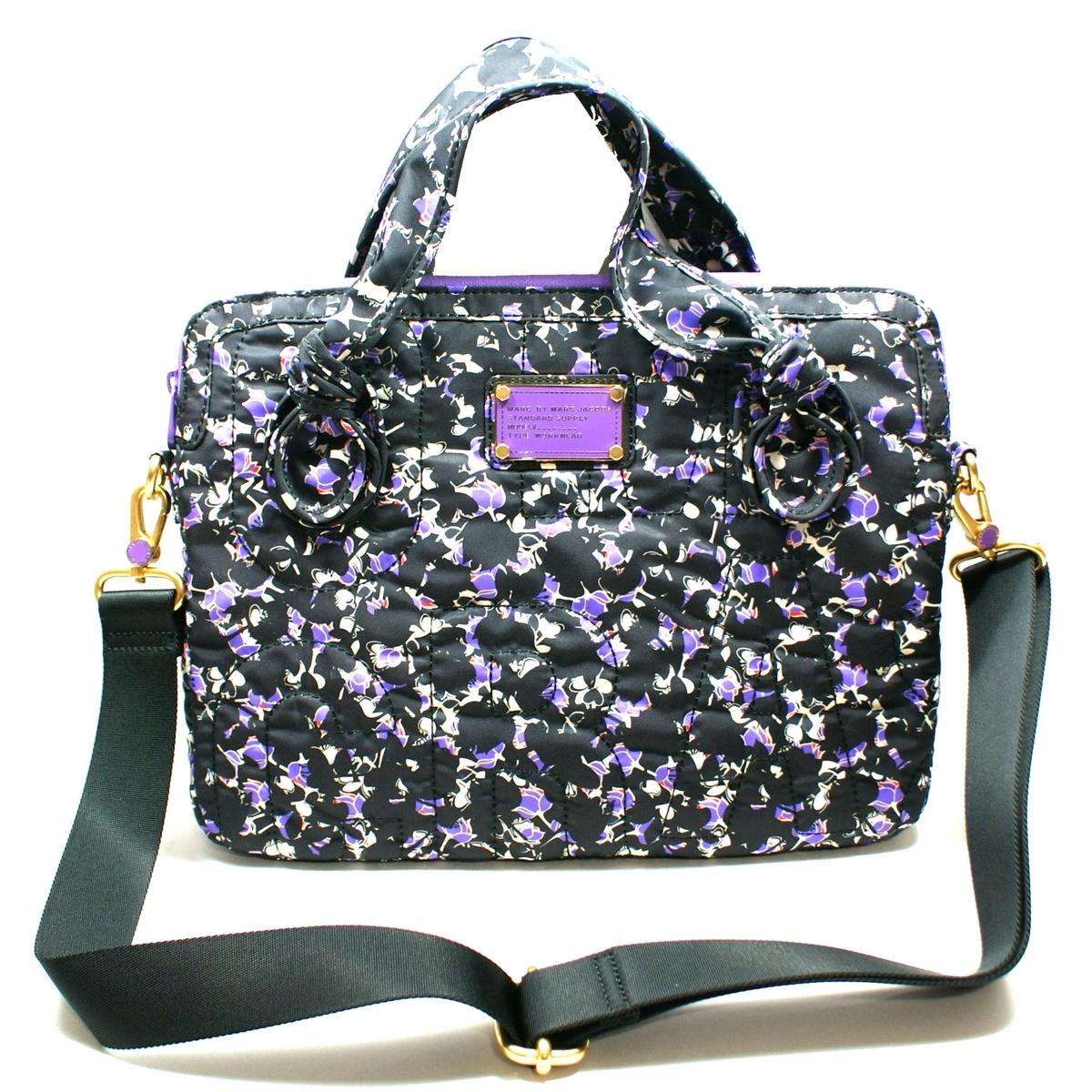 Marc By Marc Jacobs Black Flower Multi Nylon 13 Inch Laptop Bag/ Messenger Bag M6123418 Marc