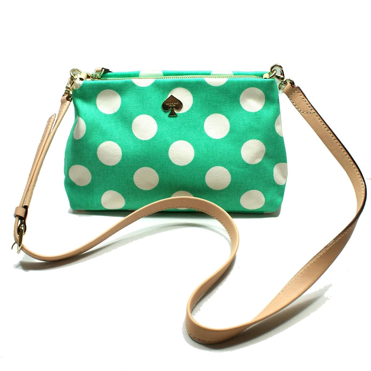Kate Spade Minty Whistle Way Green Canvas Swing/ Crossbody Bag/ Clutch