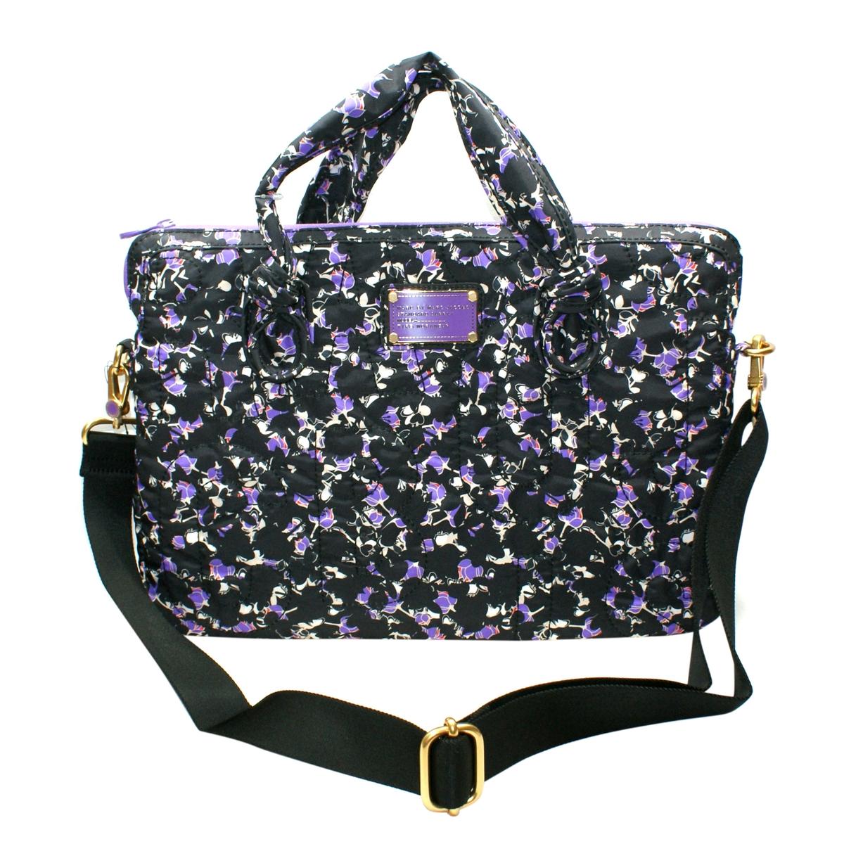 Marc By Marc Jacobs Black Flower Multi Nylon 15 Inch Laptop Bag