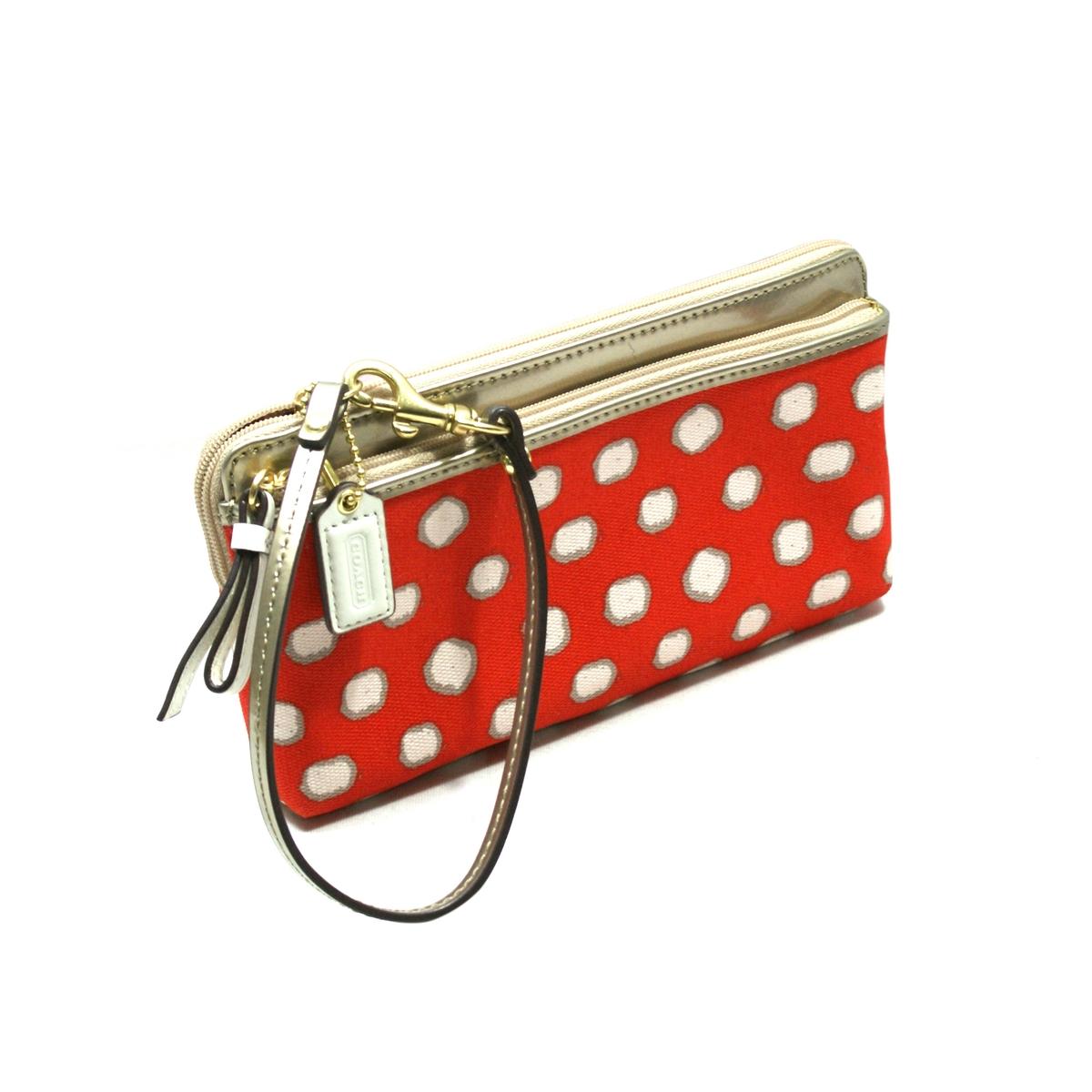 Coach Poppy Mini Dots Print Double Zip Wallet/ Wristlet Desert Sky #49941 | Coach 49941