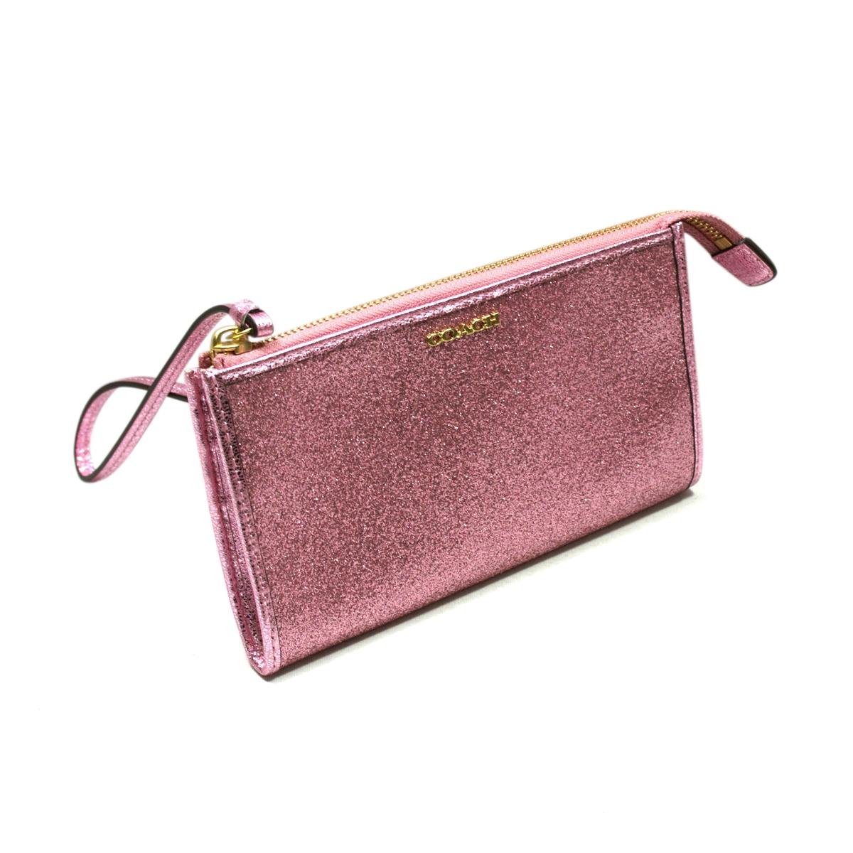Coach Box Glitter Zippy Wristlet/ Wallet Pink #50711B | Coach 50711B