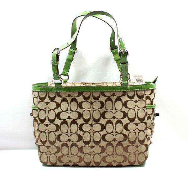 Coach Signature Pleated Gallery Tote Bag Green #14281 | Coach 14281