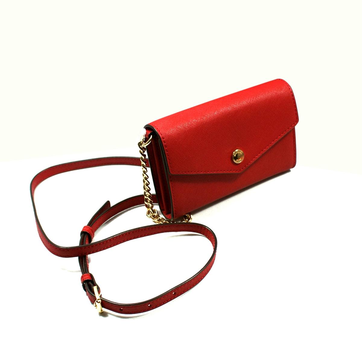 Michael Kors Saffiano PVC Red Genuine Leather Electronics Phone Crossbody Wallet/ Clutch/ Swing ...