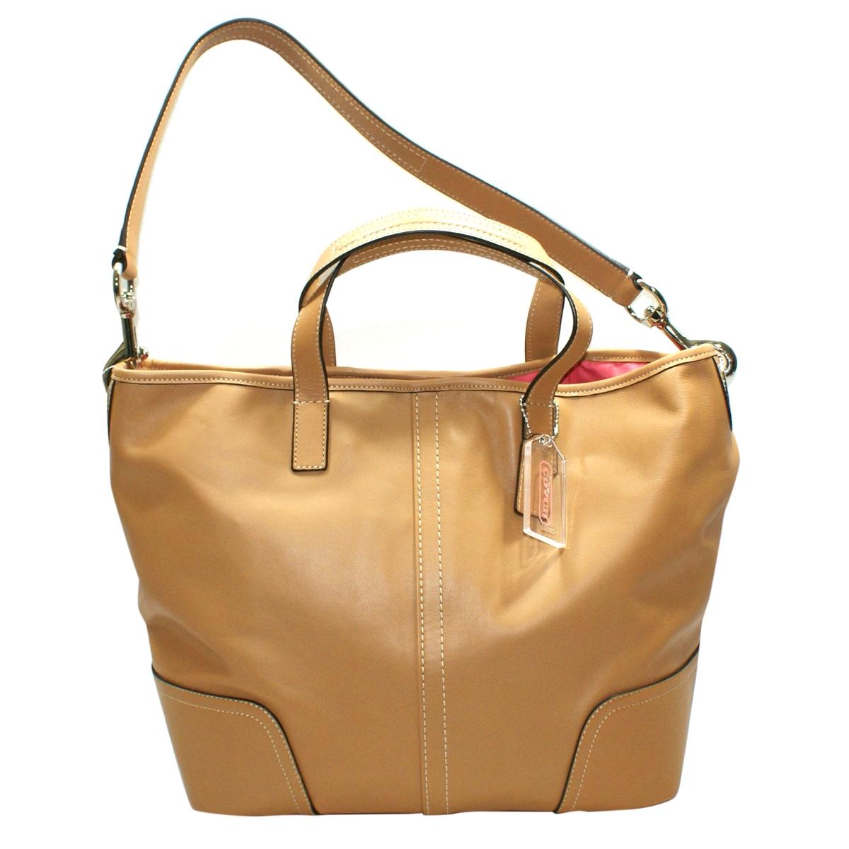 Coach Hadley Leather Medium Duffle Bag Natural Brown 27728 Coach 27728