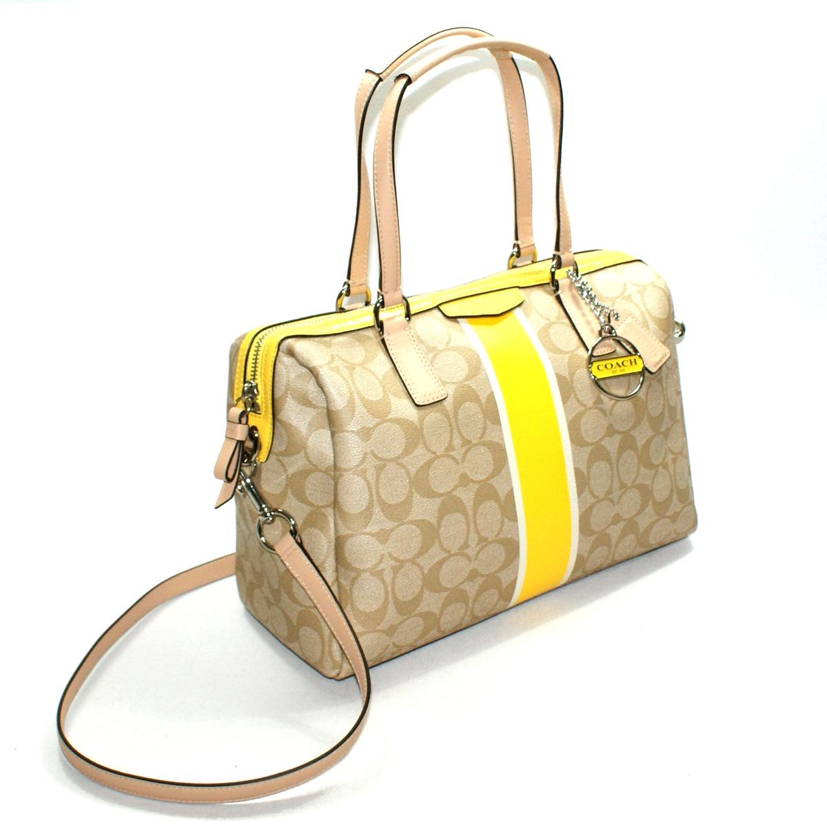 Coach Signature Stripe Nancy PVC Satchel/ Crossbody Bag Yellow #30662 | Coach 30662