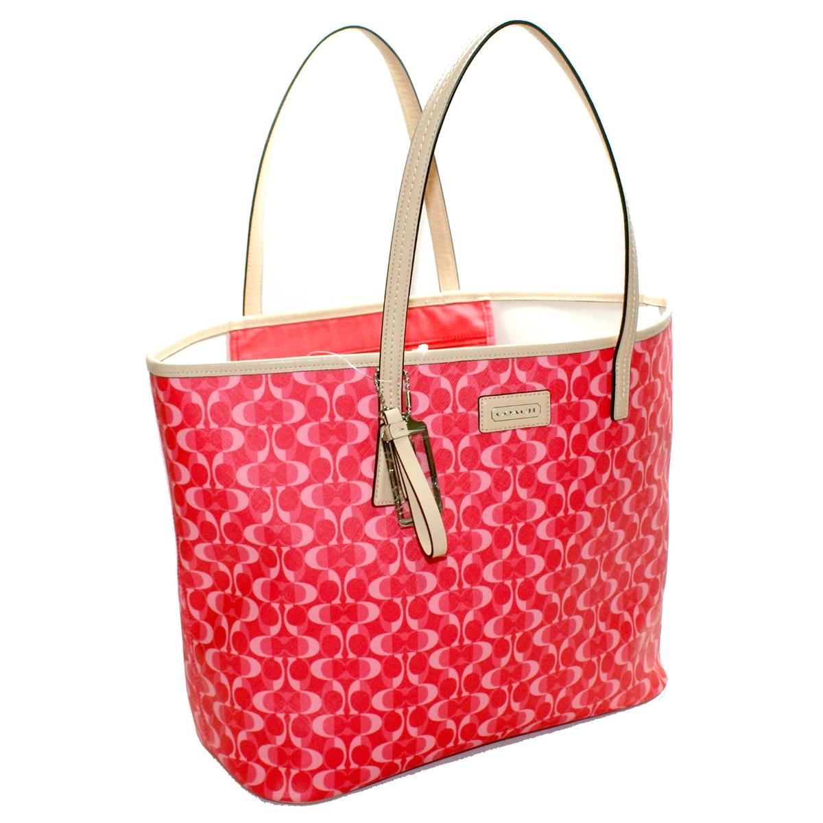 coral coach tote