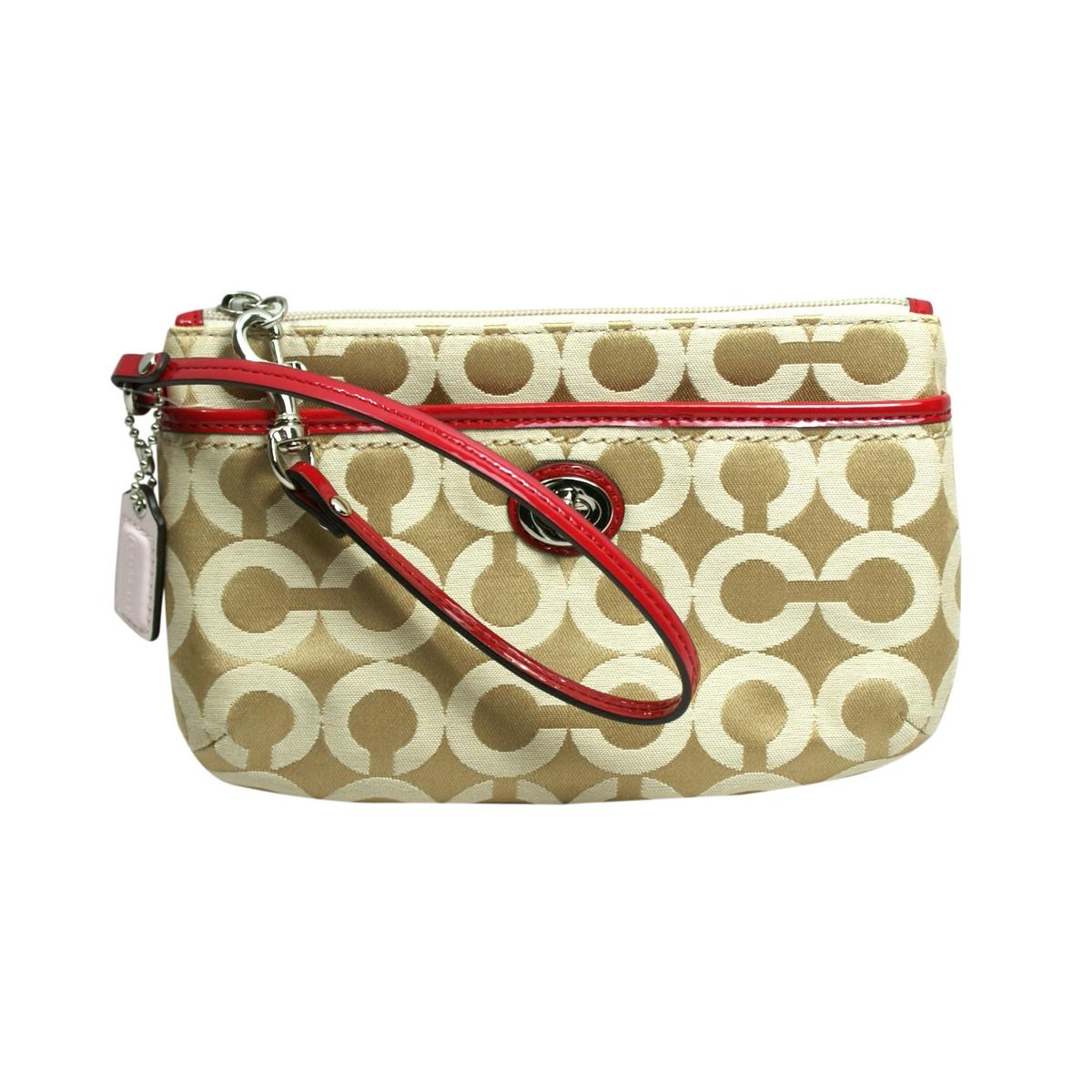Coach Parker Nylon Signature Medium Wristlet Cherry 51801E Coach 51801E