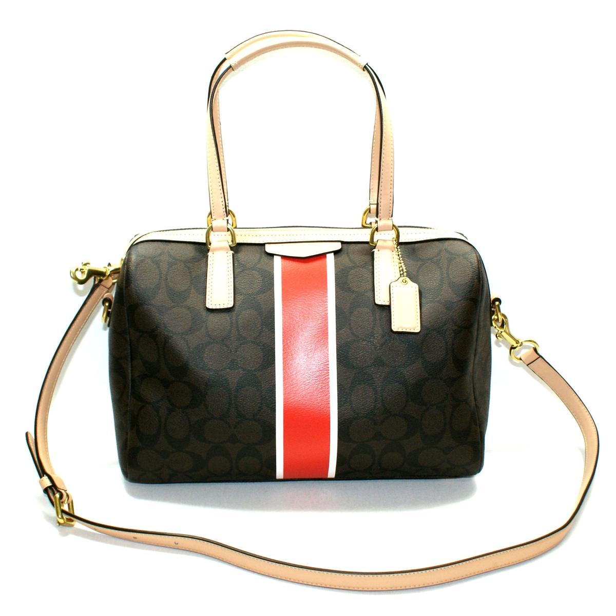 Coach Signature Stripe Nancy PVC Satchel/ Crossbody Bag Brown 30662