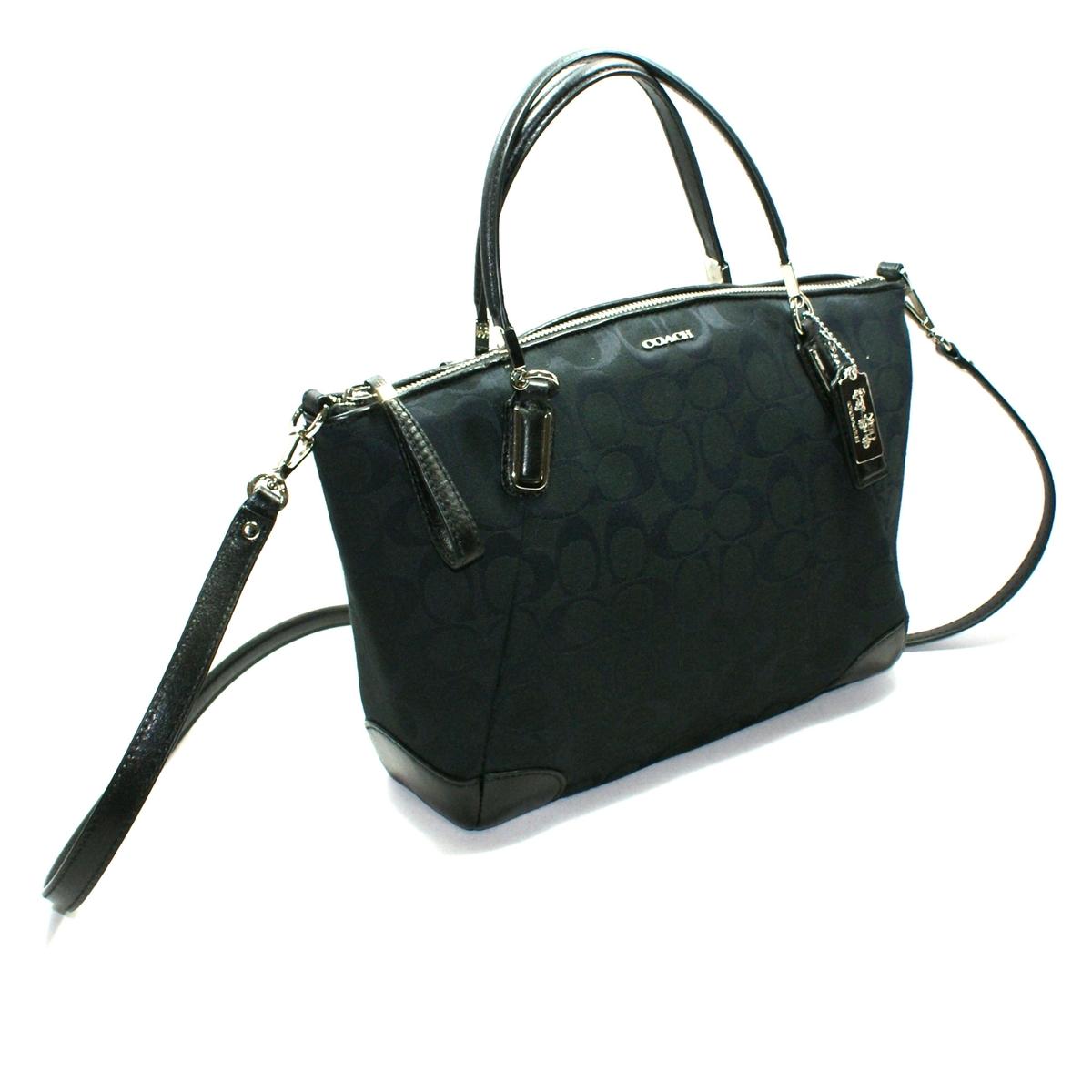 Coach Madison Signature Small Kelsey Satchel/ Crossbody Bag Black #28096 | Coach 28096