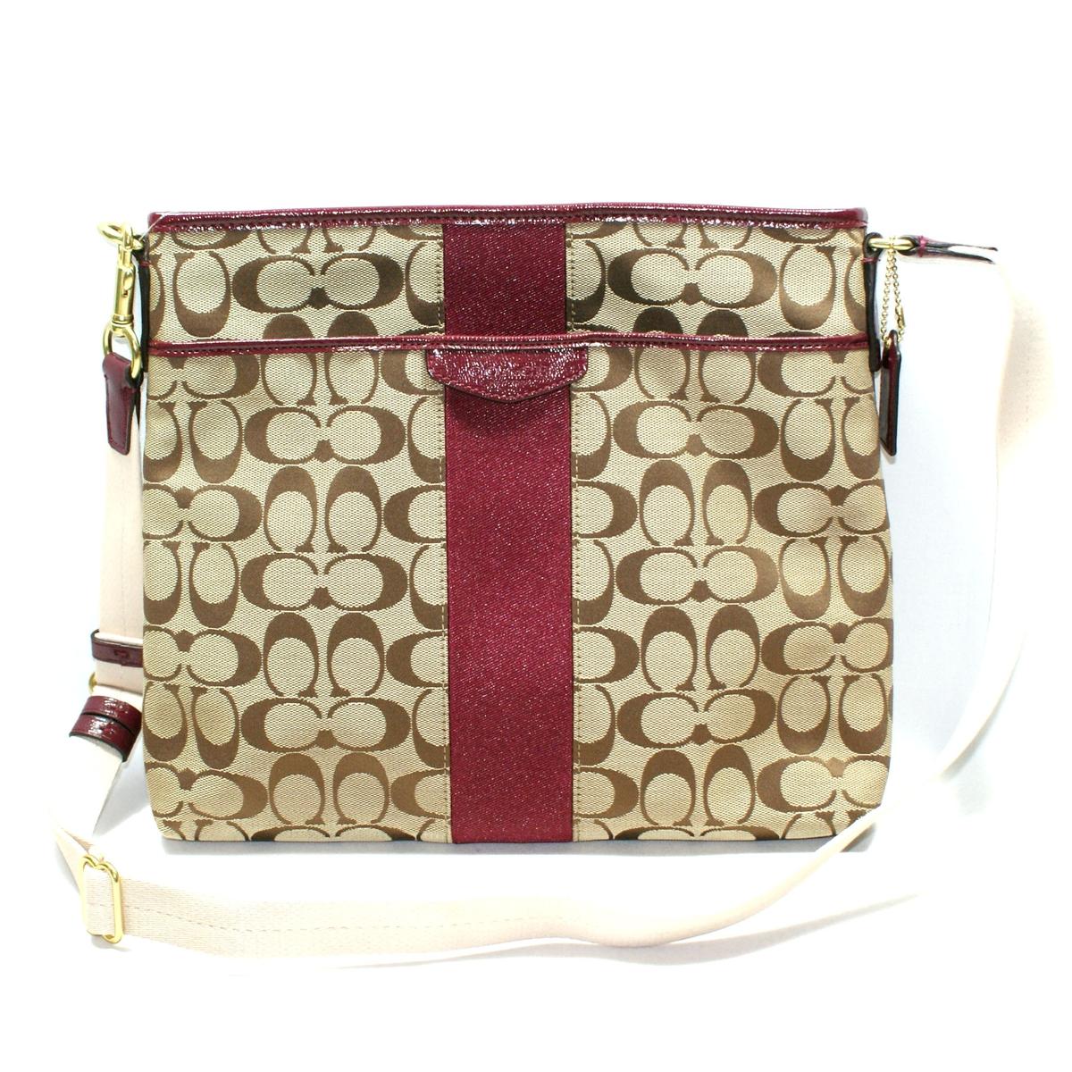 Coach 12 CM Signature File Bag/ Crossbody Bag Merlot 28502 Coach 28502