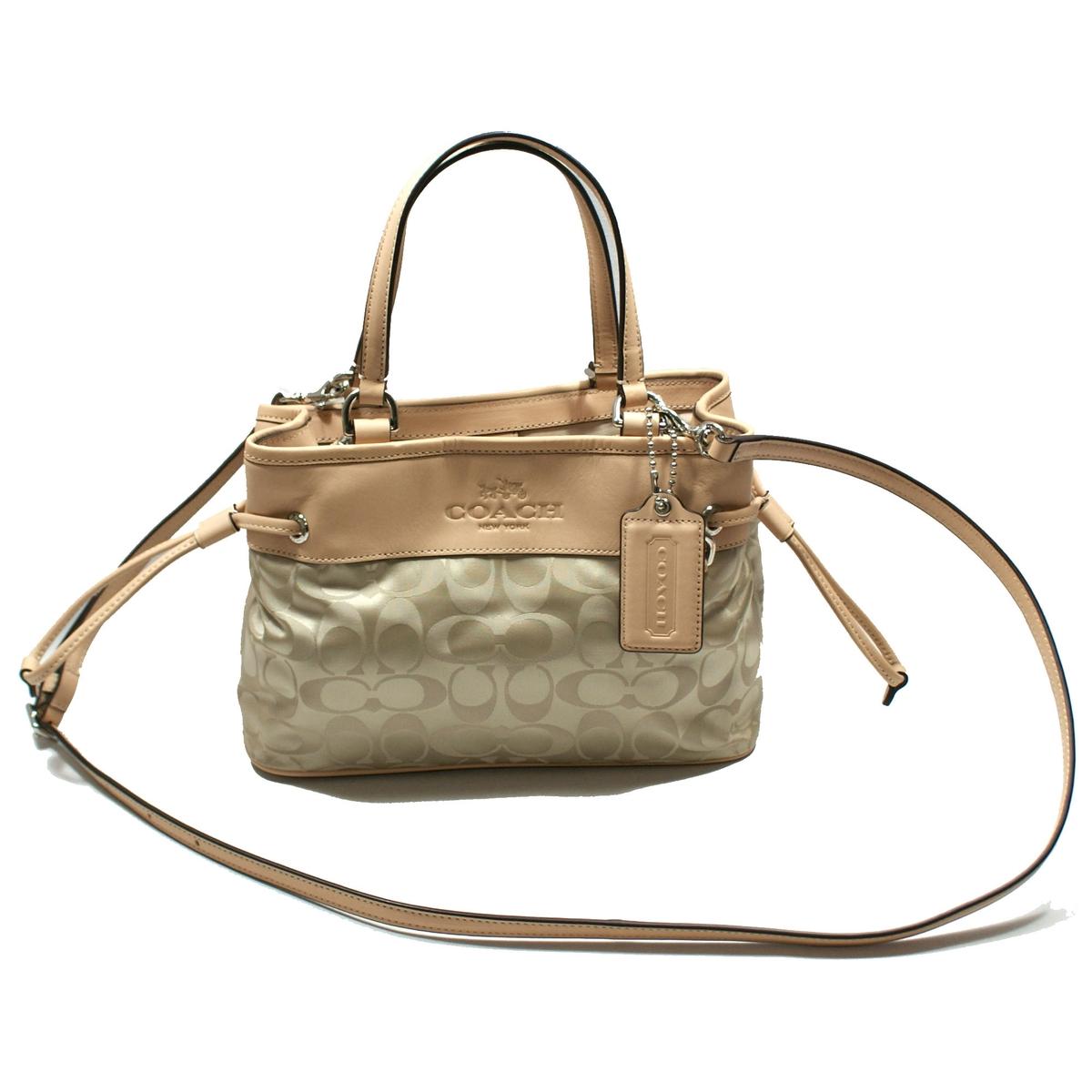 Coach Signature Nylon Mini Drawstring Handbag/ Crossbody Bag Khaki