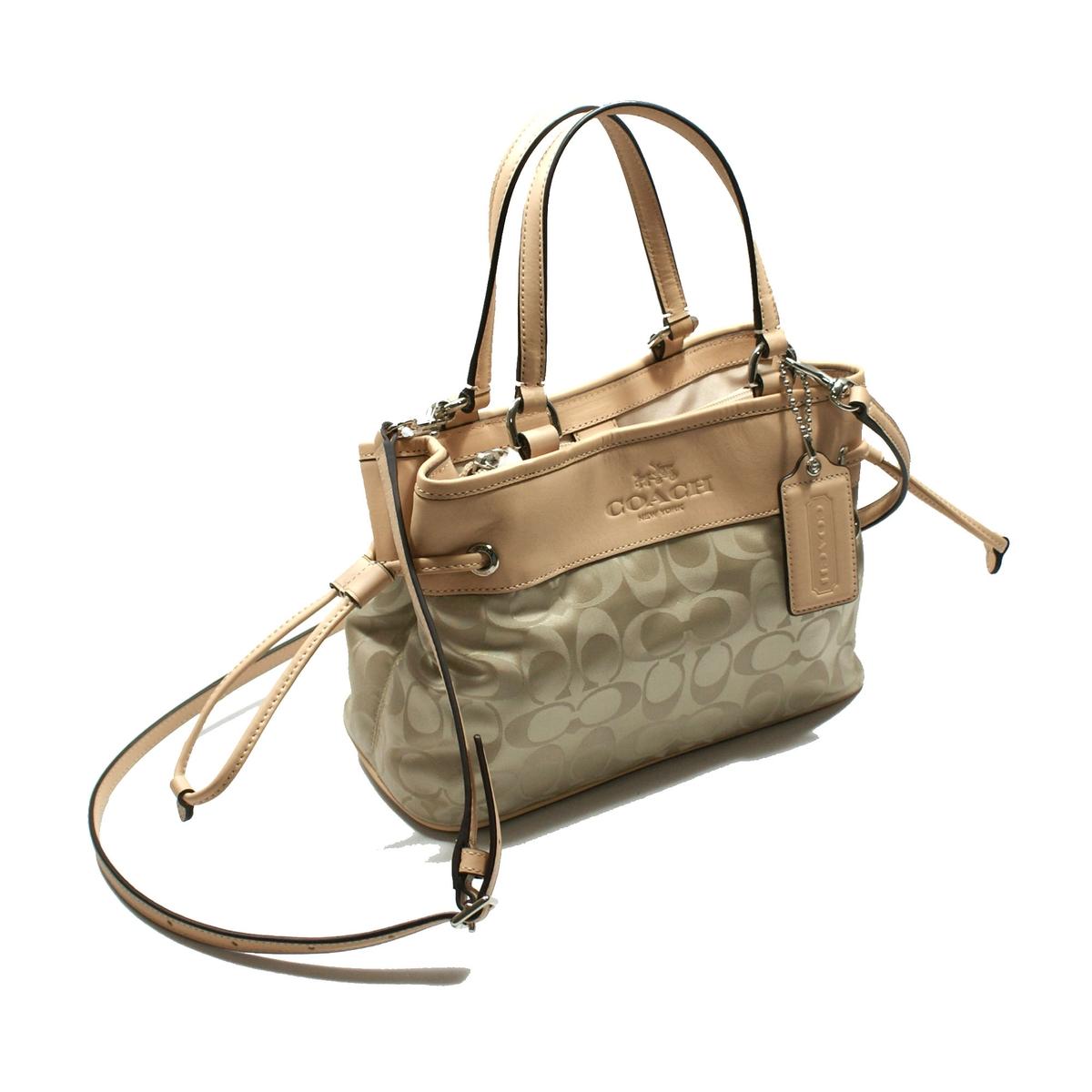 Coach Signature Nylon Mini Drawstring Handbag/ Crossbody Bag Khaki #32704 | Coach 32704