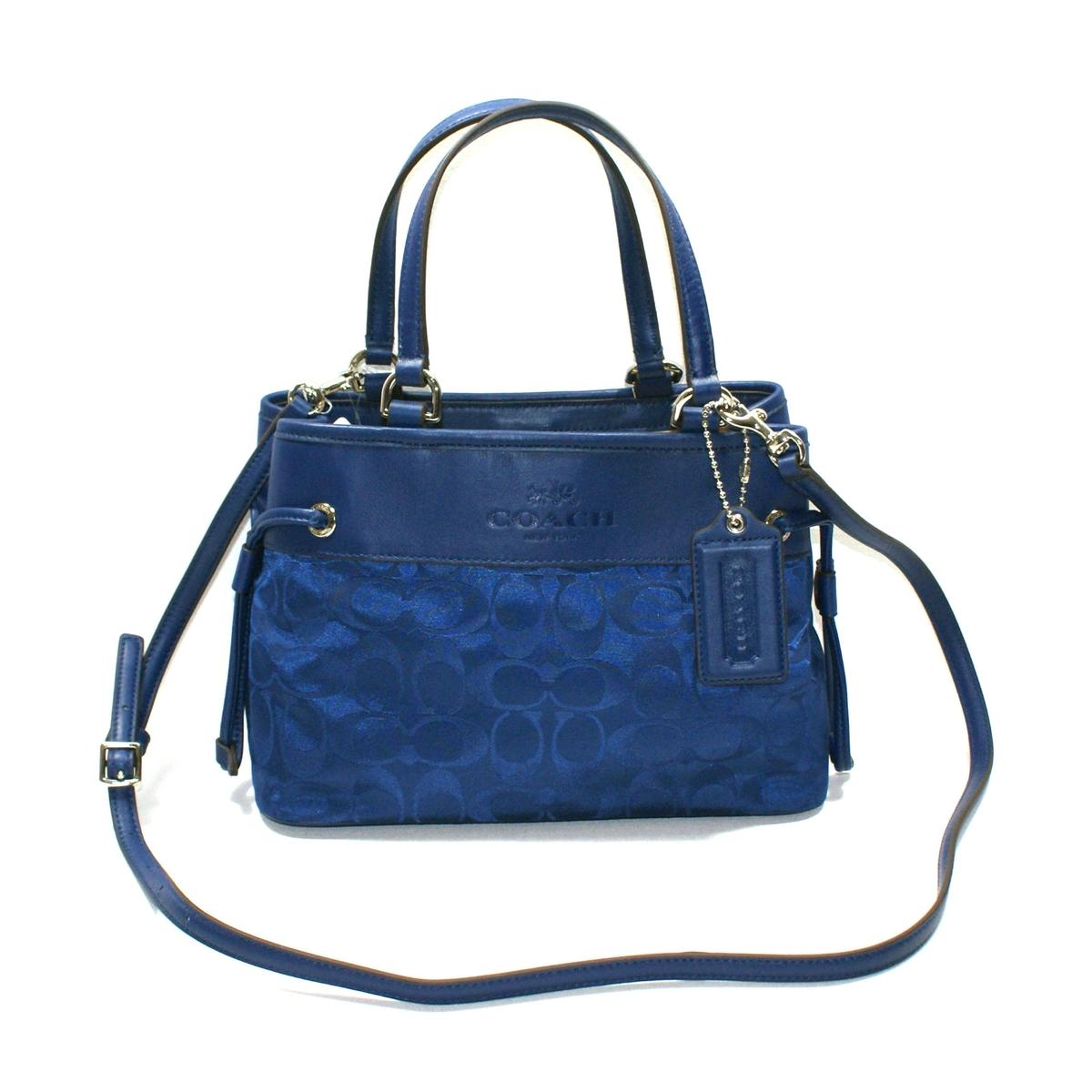 Coach Signature Nylon Mini Drawstring Handbag/ Crossbody Bag Navy #32704 | Coach 32704