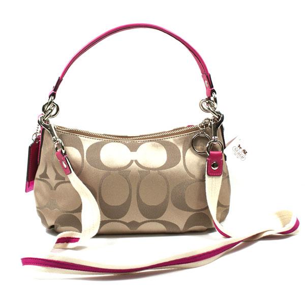 Coach Poppy Signature Sateen Groovy Shoulder/Swing Bag Khaki