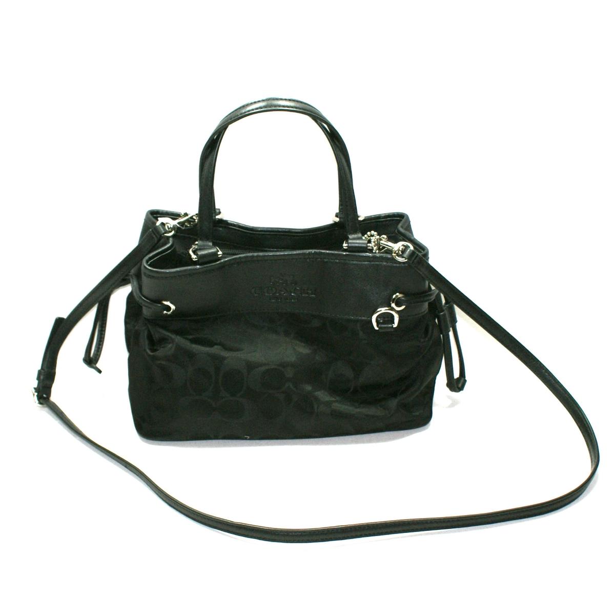 Coach Signature Nylon Mini Drawstring Handbag/ Crossbody Bag Black #32704 | Coach 32704