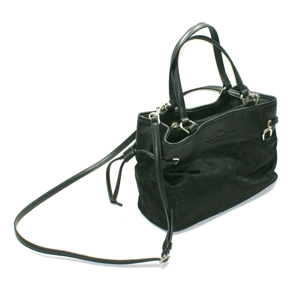 Coach Signature Nylon Mini Drawstring Handbag/ Crossbody Bag Black #32704 | Coach 32704