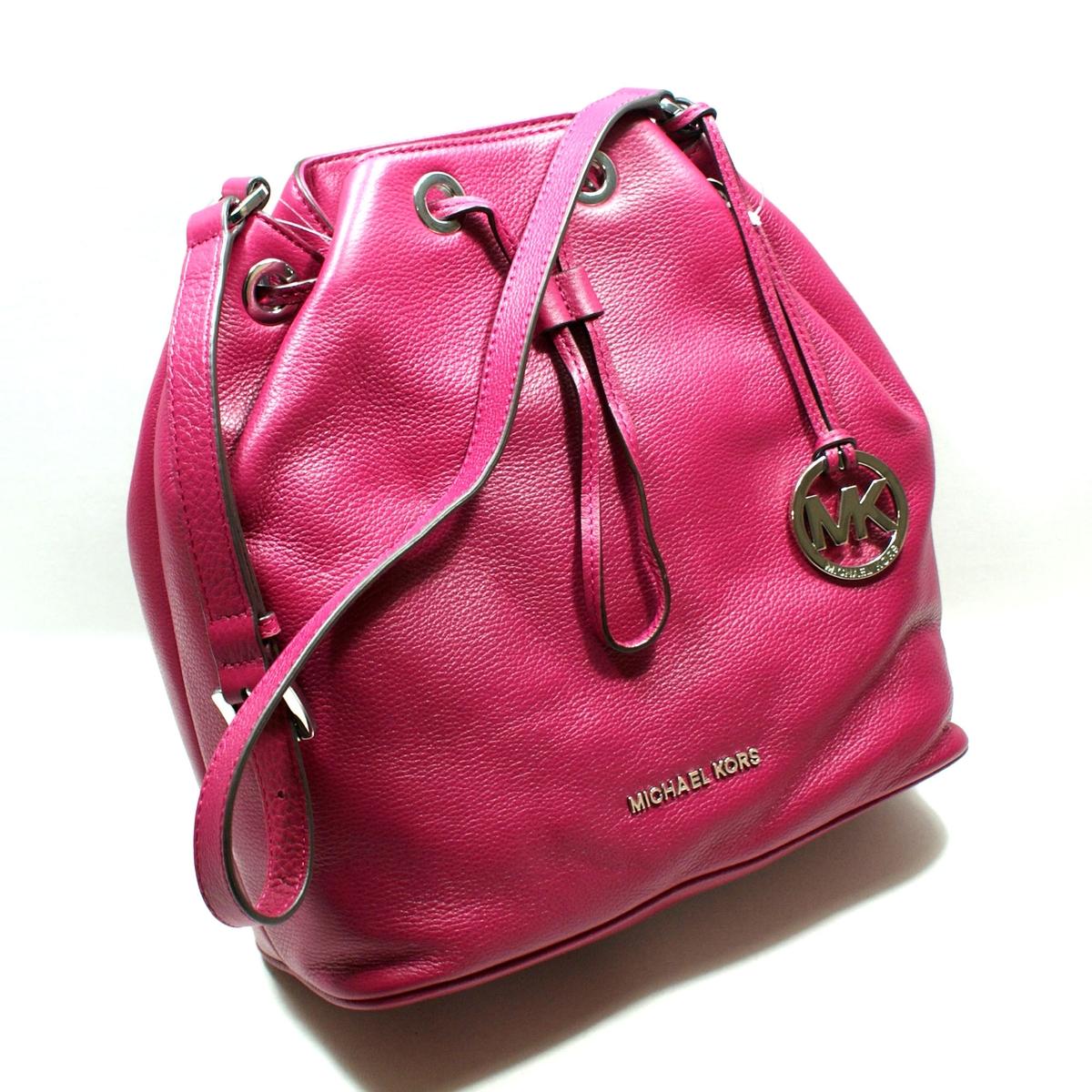 Michael Kors Jules Genuine Leather Large Drawstring Shoulder Bag Deep Pink #30F4SJLL3L | Michael ...