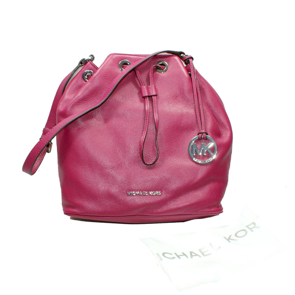 Michael Kors Jules Genuine Leather Large Drawstring Shoulder Bag Deep