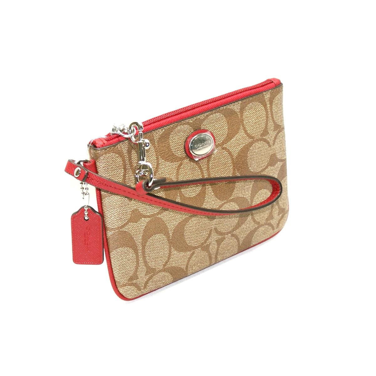 Coach Peyton Signature Small Wristlet Red 50142 Coach 50142