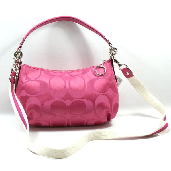 Coach Poppy Signature Sateen Groovy Shoulder/Swing Bag Pink #13833