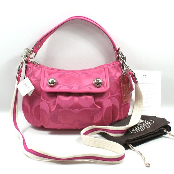 Coach Poppy Signature Sateen Groovy Shoulder/Swing Bag Pink #13833