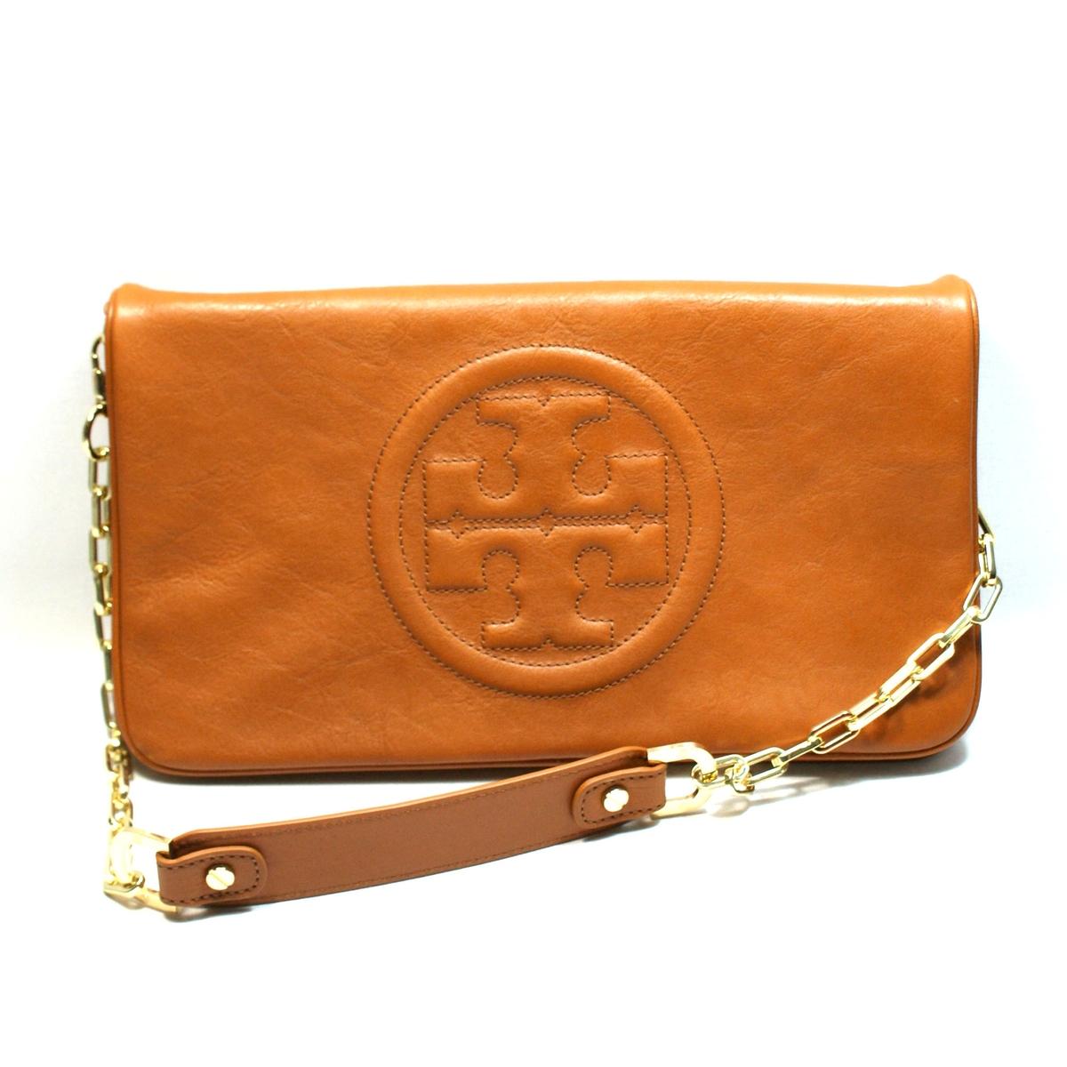 Tory Burch Luggage Leather Bombe Reva Clutch/ Shoulder Bag 90009600