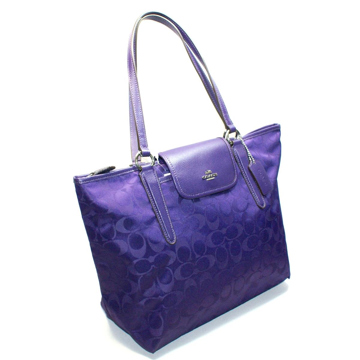 Coach Signature Nylon Ward Tote Violet 33475 Coach 33475