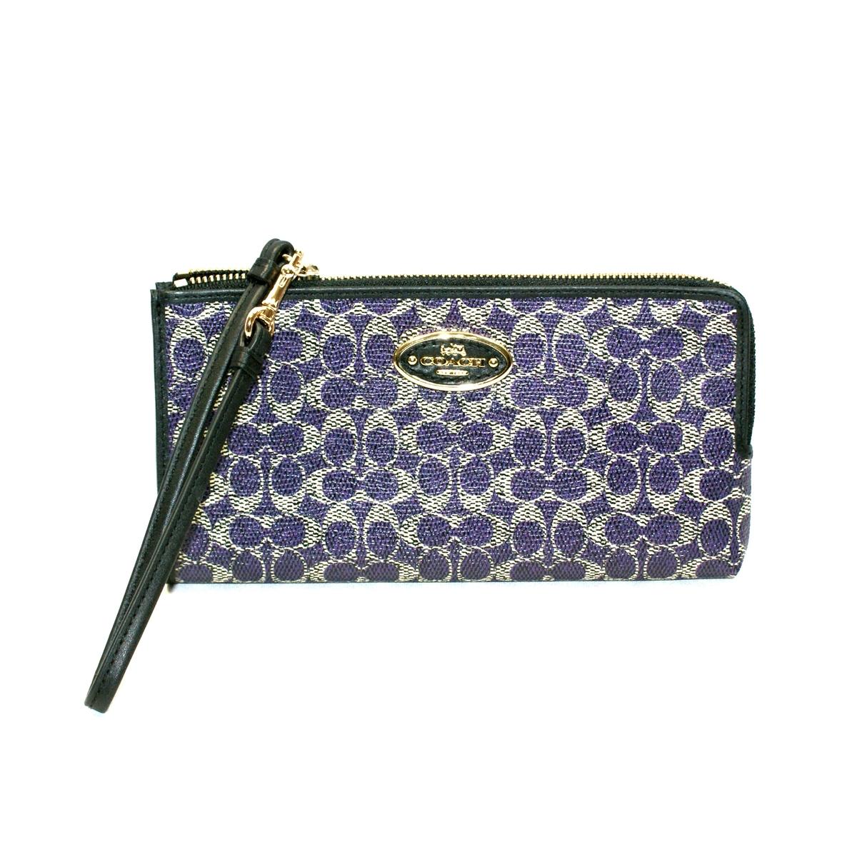 Coach Coated Canvas Signature Zippy Wallet/ Wristlet Violet 52462