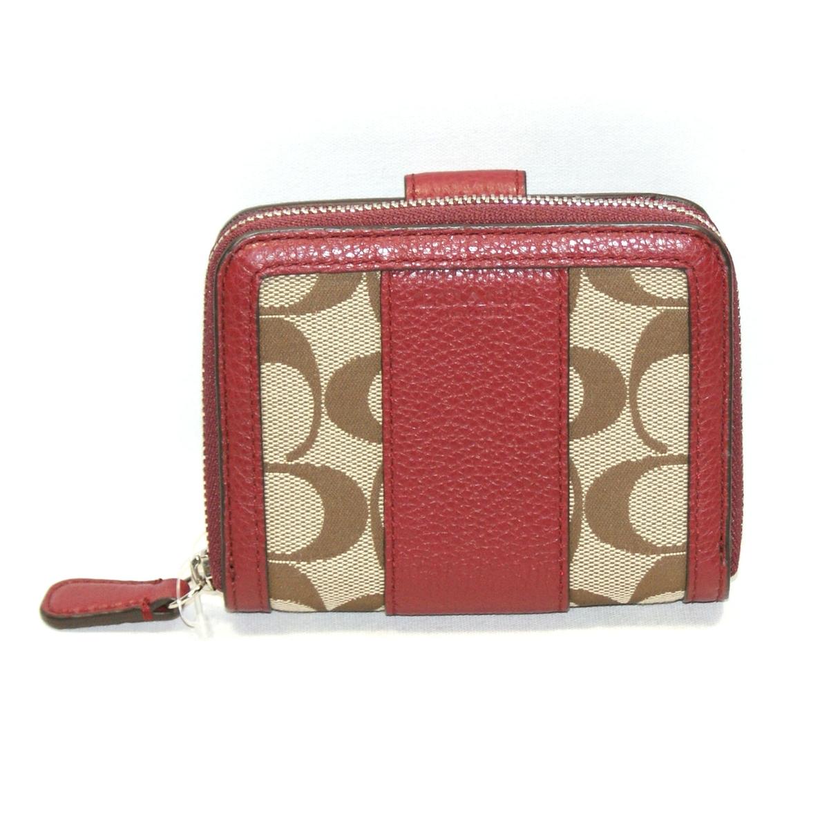 Coach Signature Small Zip Around Wallet Crimson 51774 Coach 51774