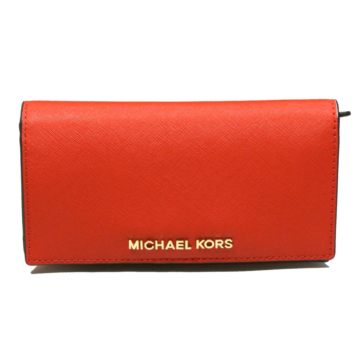 Michael Kors Jet Set Travel Leather Slim Wallet/ Clutch Mandarin