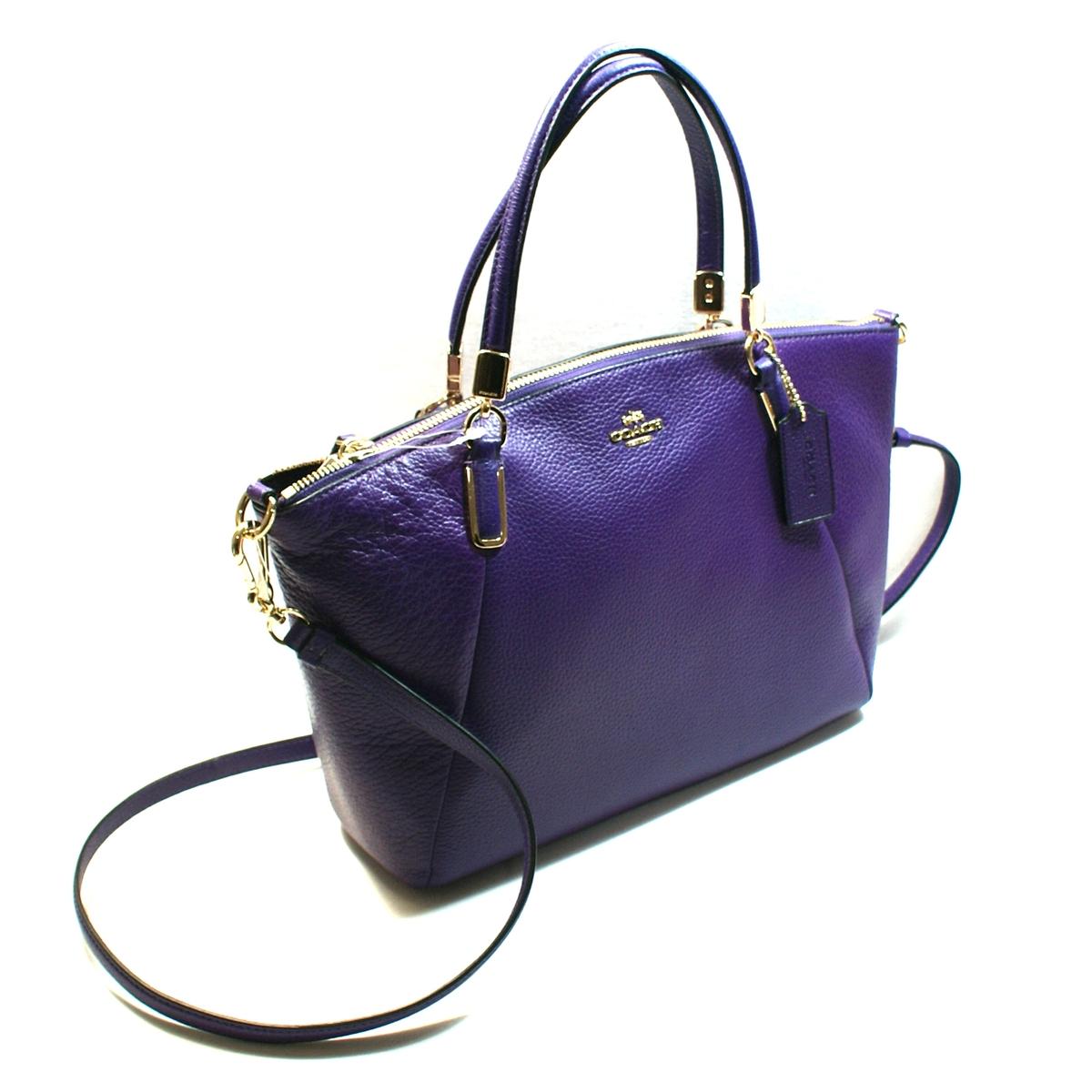 Home Coach Pebbled Leather Small Kelsey Violet Handbag Crossbody Bag