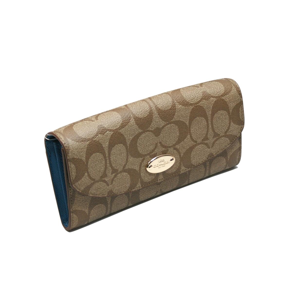 Coach Signature PVC Pop Slim Envelope Wallet Teal 52601 Coach 52601