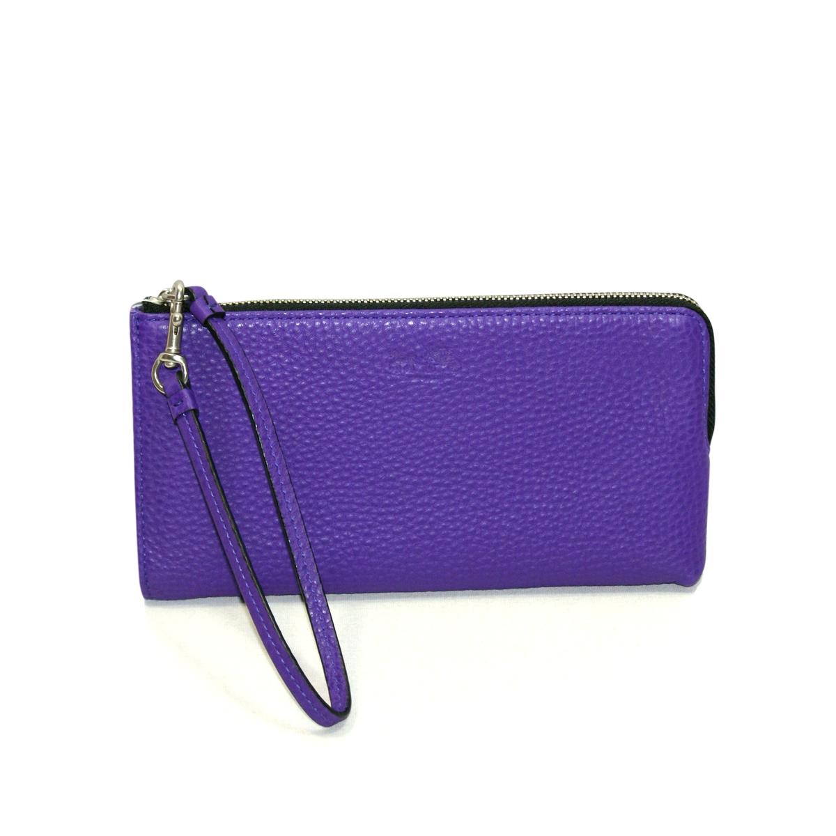 Coach Bleecker Leather Zippy Wristlet/ Wallet Purple Iris 51981